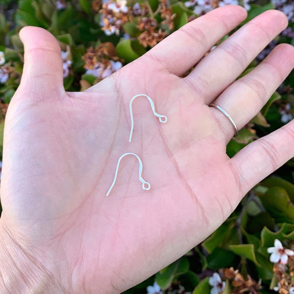 20pcs 925 Sterling Silver Flat Fish Earring Hooks, 18mm Long, Wire Gauge Selections: 0.6mm/0.7mm/0.8mm/0.9mm