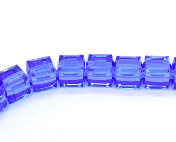 24pcs Adabele Austrian Faceted Cube Crystal Beads #5601, Sapphire Blue, Size Selections: 4mm/6mm/8mm