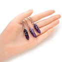1pc Natural Purple Amethyst Crystal Gemstone Pendant Necklace, 18 Inch Surgical Stainless Steel Chain, GGP-E4