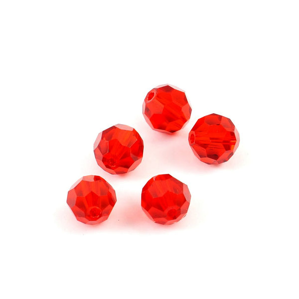 50pcs Adabele Austrian Faceted Round Crystal Beads #5000, Light Siam Red, Size Selections: 4mm/6mm/8mm/10mm
