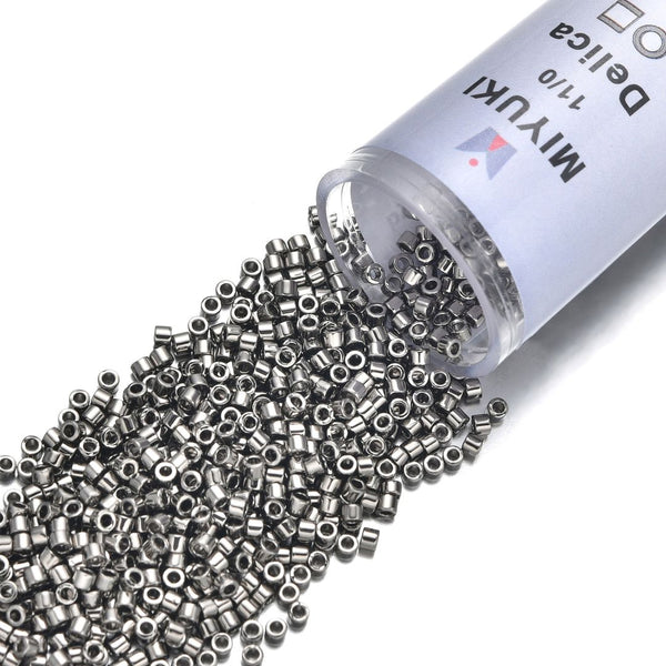 7.5g Miyuki Delica 11/0 Seed Beads, Opaque Nickel-Pated DB21