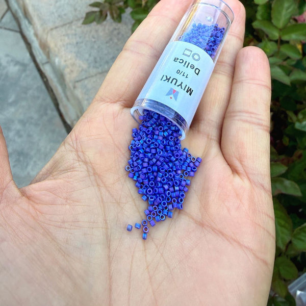 30g Miyuki Delica 11/0 Seed Beads, Opaque Matte Rainbow Cobalt DB880