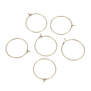 50pcs Raw Brass Round Circle Hoops, 0.7mm/21 Gauge, Unplated/Uncoated, Size Selections: 20mm/30mm/40mm/50mm/60mm