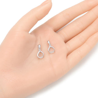 2pcs 925 Sterling Silver Open Back Teardrop Bezel Blank Setting, Inner Bracket Diameter Selections: 8x6mm, 10x8mm, 14x10mm, 16x12mm
