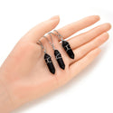 1pc Natural Black Obsidian Gemstone Pendant Necklace, 18 Inch Surgical Stainless Steel Chain, GGP-E9
