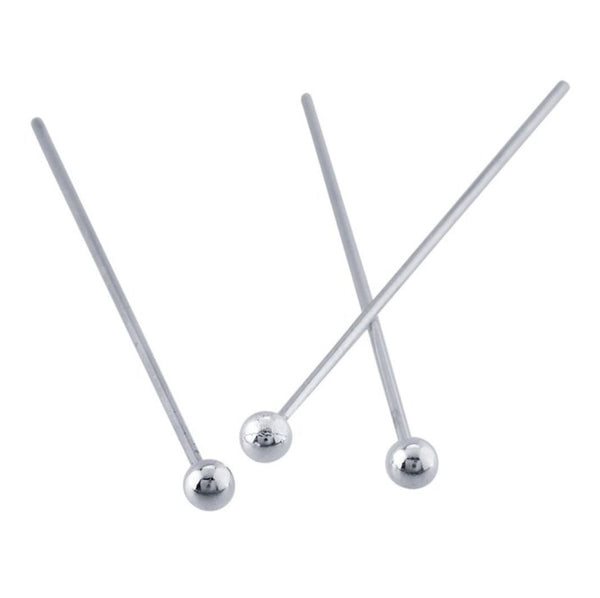 20pcs 925 Sterling Silver Ball Headpin Head Pins, 0.7mm/21 Gauge, Length Selections: 18mm/25mm/30mm/35mm