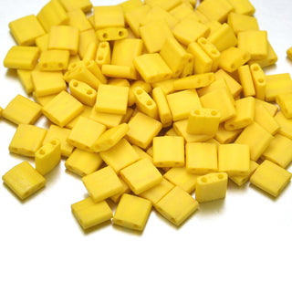 10g Miyuki Full Tila Square Seed Beads 5x5mm, Matte Rich Yellow (TL-2311)
