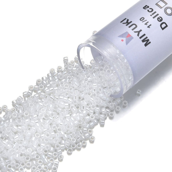 7.5g Miyuki Delica 11/0 Seed Beads, Translucent Luster Opal DB231