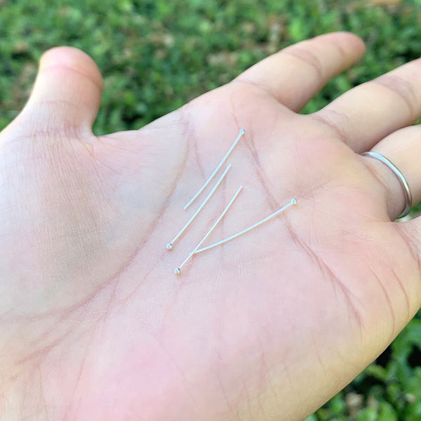 20pcs 925 Sterling Silver Ball Headpin Head Pins, 0.4mm/26 Gauge, Length Selections: 25mm/30mm/35mm/38mm