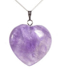 1pc You Are My Only Love Necklace, Natural Purple Amethyst Crystal Gemstone Large Heart Pendant, 26 Inch Surgical Stainless Steel Chain, GGP8-B9