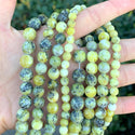 Natural Yellow Turquoise Gemstone Round Beads, 1 Strand/15 Inch, Size Selections: 4mm/6mm/8mm/10mm