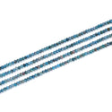 Natural Blue Apatite Gemstone Tiny Small Faceted Rondelle Beads, 3x2mm, Hole ID 0.65mm, 15 Inch/1 Strand, GK-A8