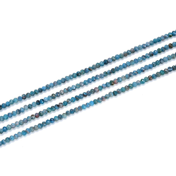 Natural Blue Apatite Gemstone Tiny Small Faceted Rondelle Beads, 4x3mm, Hole ID 0.65mm, 15 Inch/1 Strand,  GK-B8