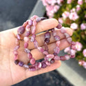 1 Strand Stretch Natural Pink Tourmaline Free Form Gemstone Bracelet, 7-10mm Beads, Length Selections: 7 inch/7.5 inch