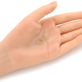 1 Set Real 1/20 14K Gold Filled Round Toggle Clasp, T-Bar Jewelry Closure, Size Selections: 10mm/11mm/15mm