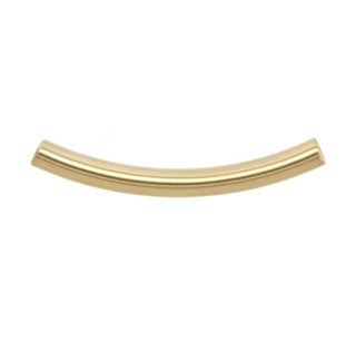 10pcs 925 Sterling Silver Curved Noodle Tubes, Real 18K Yellow Gold Plated, Hole ID 1mm, Size Selections: 15mm/20mm/30mm