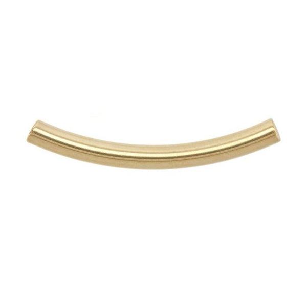 10pcs 925 Sterling Silver Curved Noodle Tubes, Real 18K Yellow Gold Plated, Hole ID 1mm, Size Selections: 15mm/20mm/30mm