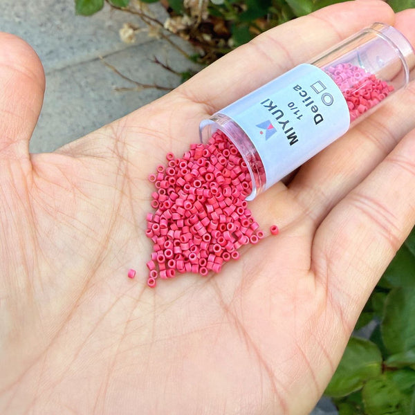 7.5g Miyuki Delica 11/0 Seed Beads, Opaque Matte Luster Red DB362