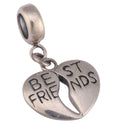 Solid 925 Sterling Silver Best Friend Heart Bead Charm