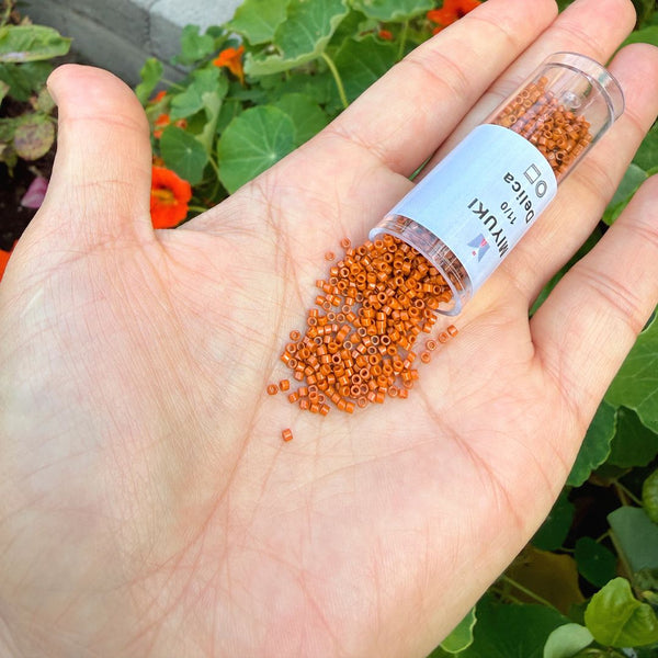 30g Miyuki Delica 11/0 Seed Beads, Duracoat Opaque Persimmon Orange DB2108