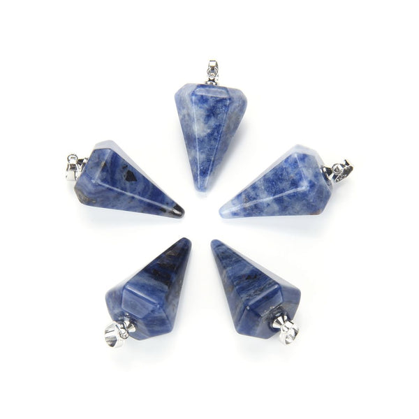2pcs Natural Blue Sodalite Gemstone Pendant Drops, 25mm, G2P-M7