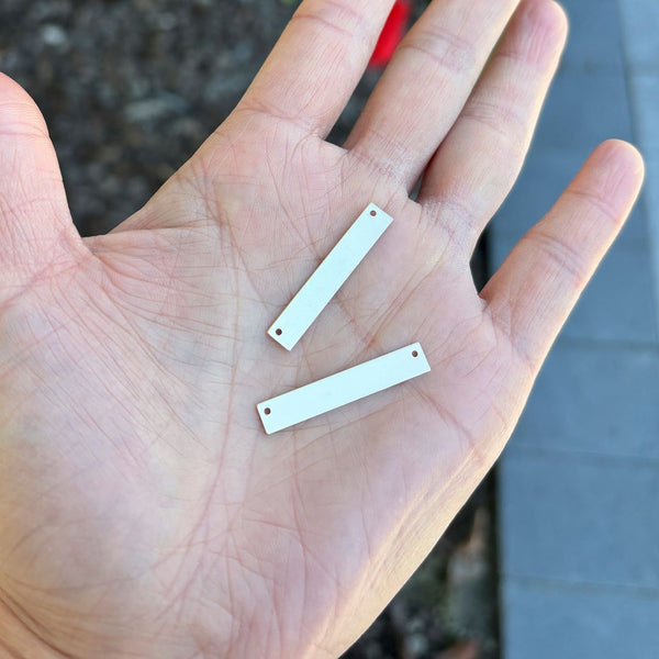 2pcs Real 1/20 14K Gold Filled Rectangle Bar Connector Stamping Blanks, 31mm/1.22 Inch, Hole ID 1mm, JK17-B2