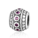 1pc 925 Sterling Silver Round July Birthstone Bead Charm, Red Ruby Cubic Zirconia CZ, 10x8mm, Hole ID 4.5mm, EC1-F7