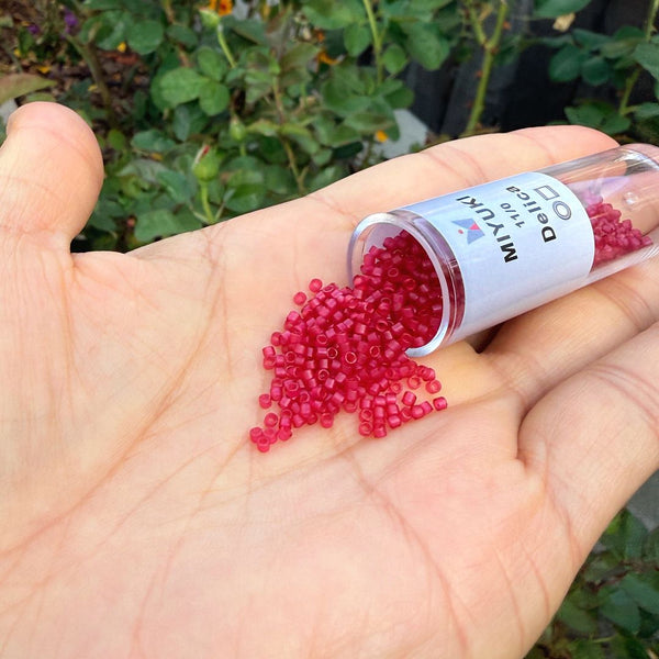 7.5g Miyuki Delica 11/0 Seed Beads, Matte Scarlet Light Topaz DB775