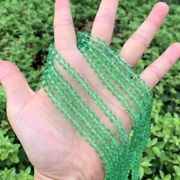 200pcs Creative Club Faceted Round Crystal Glass Beads, Peridot Green, 6mm (0.24 inch), Hole ID 1mm, CC2R616