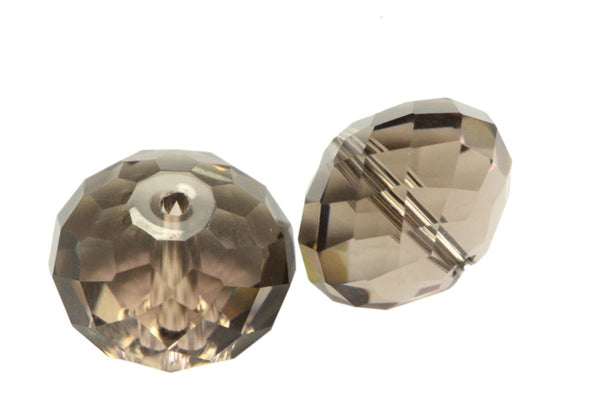 24pcs Adabele Austrian Faceted Rondelle Crystal Beads #5040, Smoked Quartz, Size Selections: 6x4mm, 8x6mm, 10x8mm