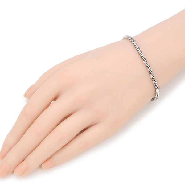 1pc 925 Sterling Silver 3mm Snake Chain Charm Bracelet, Antique Silver Finish, Length Selections: 7 inch/7.5 inch/8 inch/8.5 inch