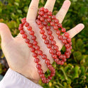 Adabele Premium 108 Mala Bead Tassel Necklace, 8mm Natural Red Carnelian Agate Gemstone, Buddhist Japa Prayer Beaded Jewelry RGN14