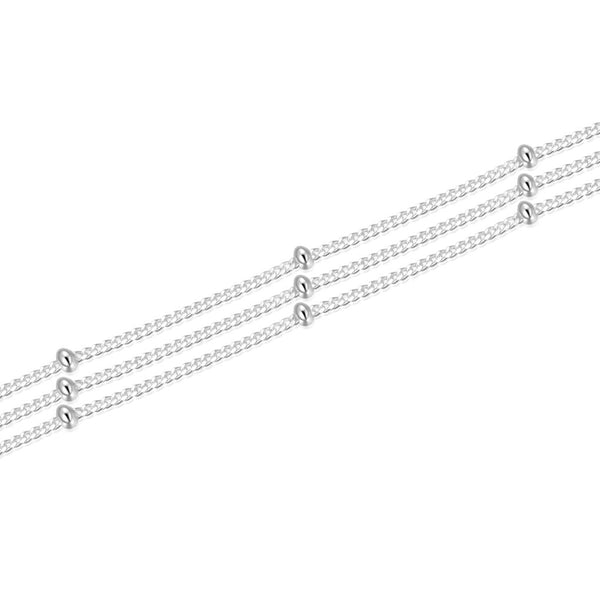 5 Feet 925 Sterling Silver Unfinished Bead Station Curb Chain Links, 1.8mm Beads, Thin Small, SSK-M1