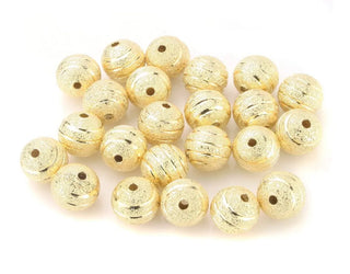 500pcs Sparkle Small Tiny Corrugated Ribbon Pattern Round Beads, 18K Yellow Gold Plated Brass, 4mm, Hole ID 1mm, CF233-4