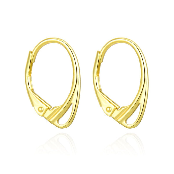 10pcs 925 Sterling Silver Oval Leverback Earring Hooks, Real 18K Yellow Gold Plated, 23mm, Thick Sturdy, SS15-2