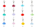 1 Set/12pcs Mixed Clip On Dangle Birthstone Charm Drops, 8mm Rondelle Crystal Beads Sterling Silver Plated Clasp, BL8
