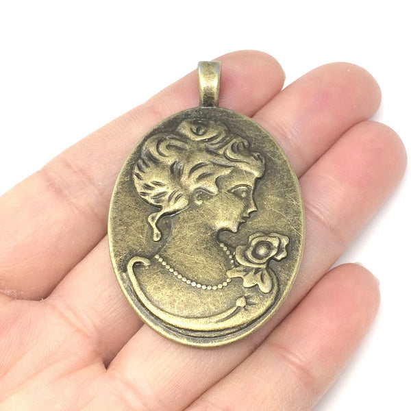 20pcs Large Sturdy Oval Bezels, Pendant Base, Antique Bronze, Designed for 40x30mm Cabochon Resin Cameo Photo, MC-H2
