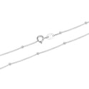 1pc 925 Sterling Silver Bead Station Curb Link Chain Necklace, Tarnish Resistant Rhodium Plated, 1.9mm Beads, Thin Small, Length Selections: 16/18/20/22/24/26/28 Inch
