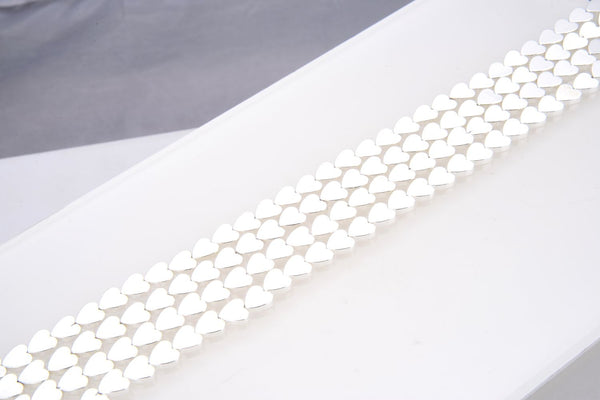 Grade A Natural Hematite Gemstone Heart Beads, Silver Plated, 15 Inch/1 Strand, 8mm, Hole ID 1mm, GFC-F2