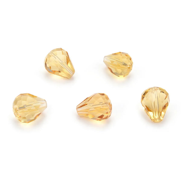 24pcs Adabele Austrian Faceted Teardrop Crystal Beads #5500, Golden Champagne, 12mm x 10mm, Hole ID 1.2mm, SST-1228