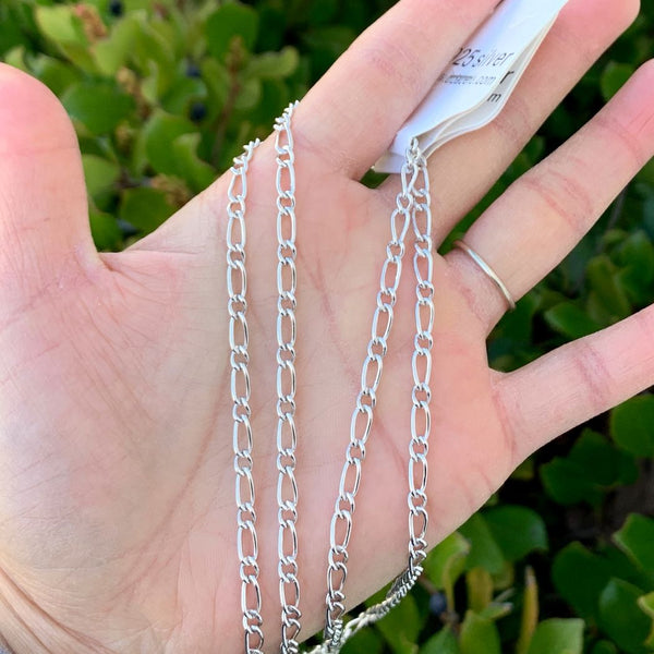1pc 925 Sterling Silver Long Short Link Chain Necklace, Tarnish Resistant Rhodium Plated, 3.6mm, Large Thick, Length Selections: 18/20/22/24/26/28 Inch