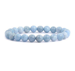 1 Strand Stretch Natural Blue Aquamarine Beaded Gemstone Bracelet, 8mm Bead, Length Selections: 7 inch/7.5 inch/8 inch/8.5 inch