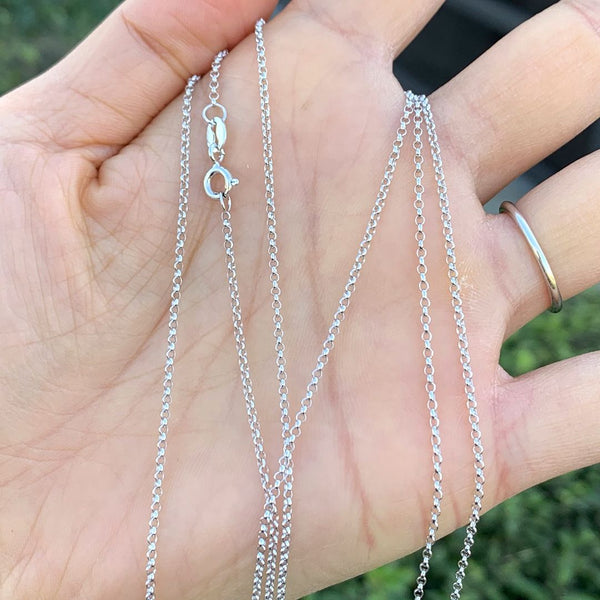 1pc 925 Sterling Silver Rolo Link Chain Necklace, Tarnish Resistant Rhodium Plated, 1.5mm, Length Selections: 18 inch/20 inch/22 inch