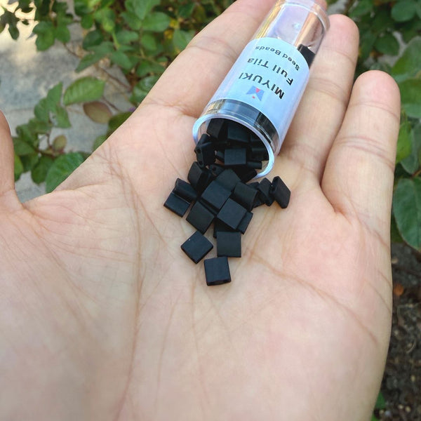 10g Miyuki Full Tila Square Seed Beads 5x5mm, Opaque Matte Black (TL-401F)