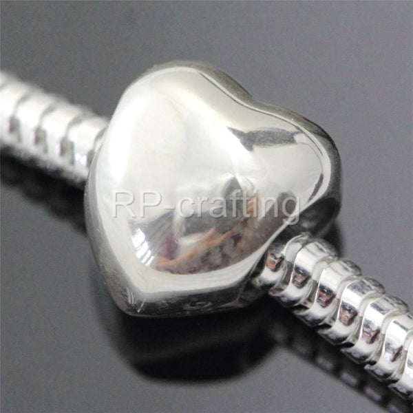 1pc Solid 925 Sterling Silver Sweet Heart Charm Love Bead Charm, Compatible with Pandora All Other Charm Bracelet, EC223