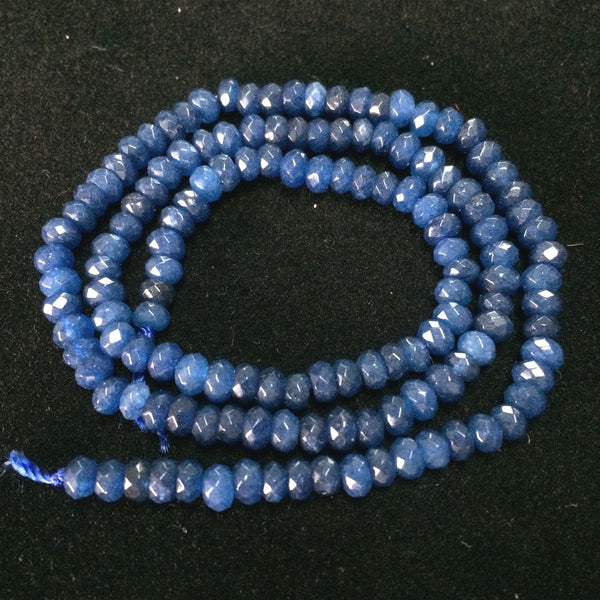Natural Dark Sapphire Blue Quartz Gemstone Faceted Rondelle Beads, 4x2mm/Small, Hole ID 0.9mm, 14 Inch/1 Strand, GH1R-7