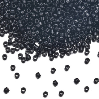 30g Miyuki Delica 10/0 Tube Seed Beads, Opaque black DBM10