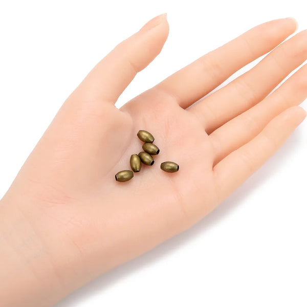 100pcs Smooth Oval Rice Beads, Antique Bronze Plated Brass, Size Selections: 7x4mm, 8x5mm, 10x6mm, 12x7mm