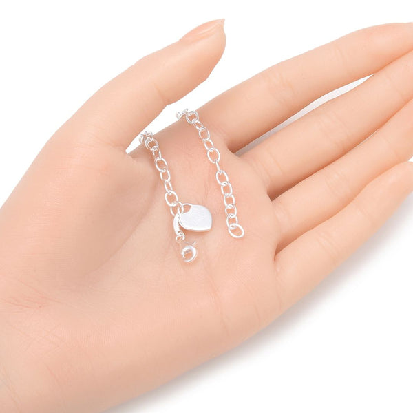 1pc 925 Sterling Silver 4mm Cable Chain Bracelet with "One in a Million" engraved Heart Charm Drop, Length Selections: 7 inch/7.5 inch/8 inch