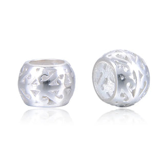 5pcs 925 Sterling Silver Large Hole Double-S Pattern Round Beads, 8mm, Hole ID 5mm, SS60